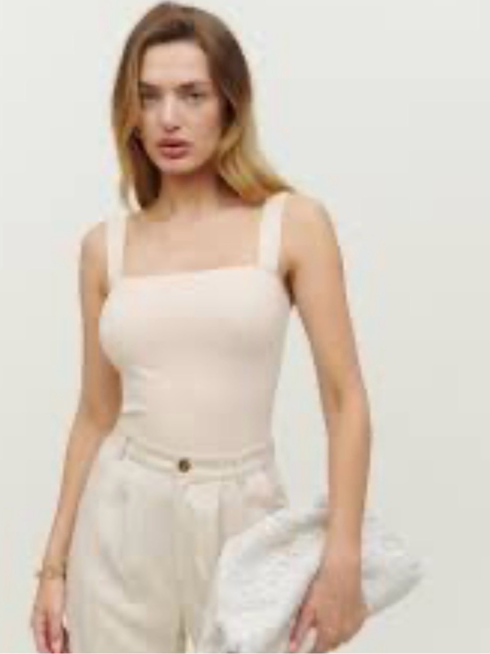 Reformation Square Neck Tank Top in Cream